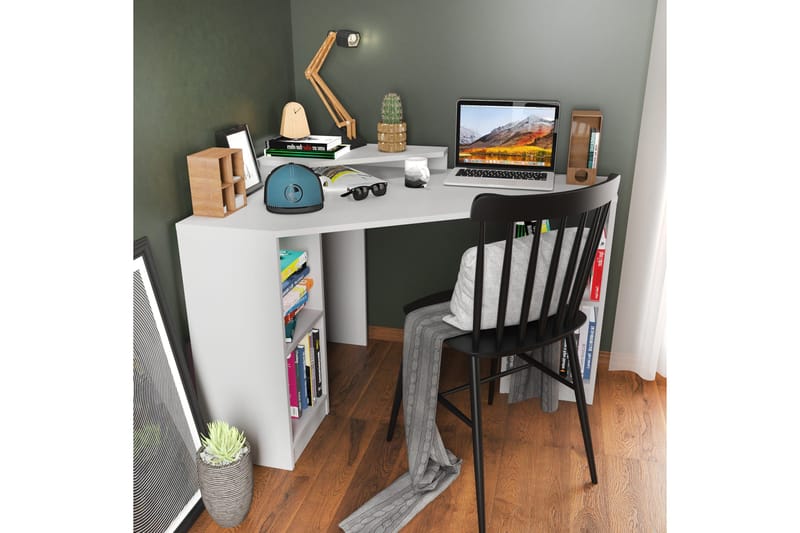 Andifli Skrivbord 90x76,8x120 cm med förvaring - Vit - Möbler - Bord & matgrupp - Kontorsbord - Skrivbord