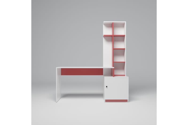 Skrivbord Aplhensa 170 cm - Vit/Röd - Skrivbord - Datorbord