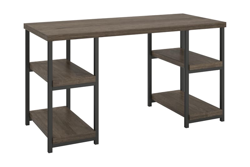 Skrivbord Ashlar 137 cm med Förvaring 4 Hyllor Brun/Svart - Dorel Home - Skrivbord - Datorbord