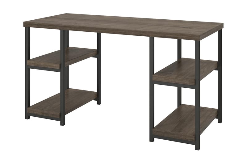 Skrivbord Ashlar 137 cm med Förvaring 4 Hyllor Brun/Svart - Dorel Home - Skrivbord - Datorbord