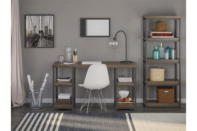 Ashlar Skrivbord 137 cm med Förvaring 4 Hyllor Brun/Svart - Dorel Home - Möbler - Bord & matgrupp - Kontorsbord - Skrivbord