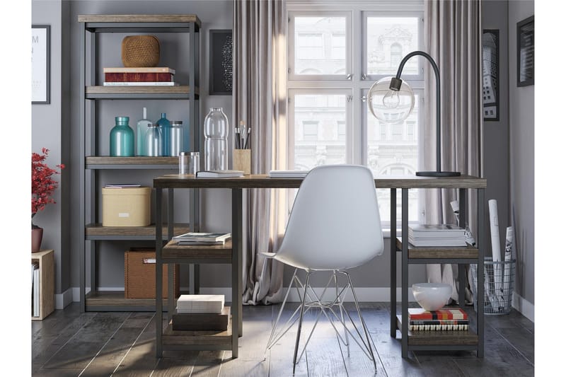 Ashlar Skrivbord 137 cm med Förvaring 4 Hyllor Brun/Svart - Dorel Home - Möbler - Bord & matgrupp - Kontorsbord - Skrivbord