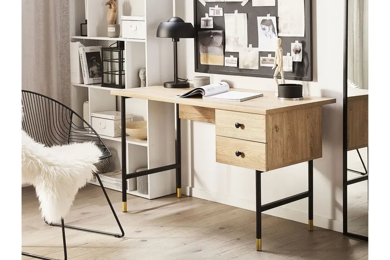 Assaria Skrivbord 120 cm med Förvaring 2 Lådor - Ljust Trä - Möbler - Bord & matgrupp - Kontorsbord - Skrivbord