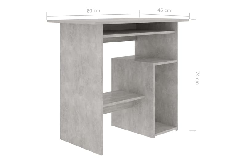 Skrivbord betonggrå 80x45x74 cm spånskiva - Grå - Skrivbord - Datorbord