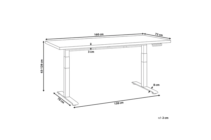 Bina Skrivbord 72x160 cm - Mörkt trä/Vit - Möbler - Bord & matgrupp - Kontorsbord - Skrivbord