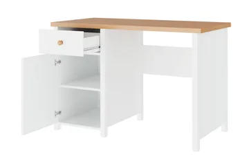 Bioley Skrivbord 110 cm med Förvaring Låda + Skåp - Beige/Vit - Möbler - Bord & matgrupp - Kontorsbord - Skrivbord