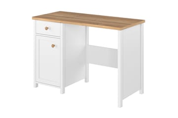 Bioley Skrivbord 110 cm med Förvaring Låda + Skåp - Beige/Vit - Möbler - Bord & matgrupp - Kontorsbord - Skrivbord