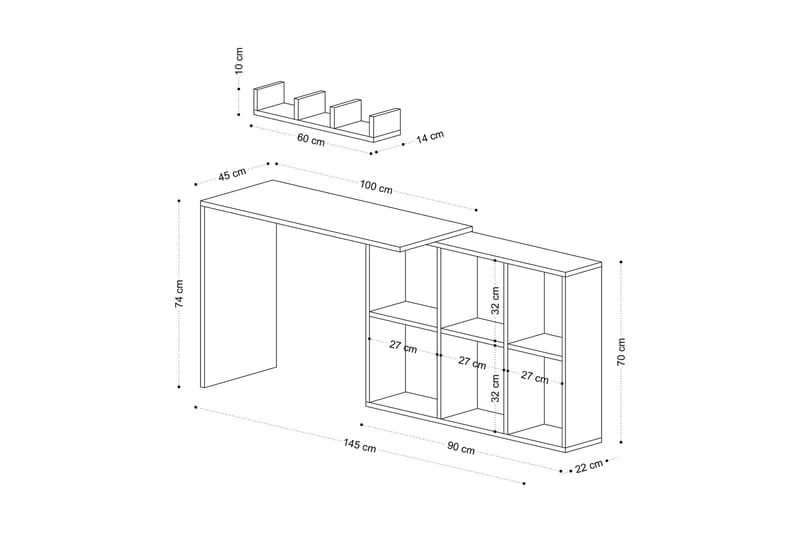 Skrivbord Blake 145x45 cm Brun - Hanah Home - Skrivbord - Datorbord