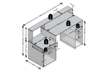 Bolton Skrivbord 139 cm med Förvaring - Vit/Ek - Möbler - Bord & matgrupp - Kontorsbord - Skrivbord