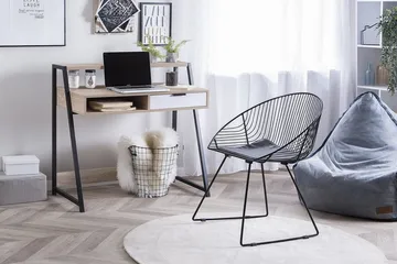 Calceta Skrivbord 100 cm med Förvaring Låda + Hylla - Ljusbrun/Vit/Svart - Möbler - Bord & matgrupp - Kontorsbord - Skrivbord