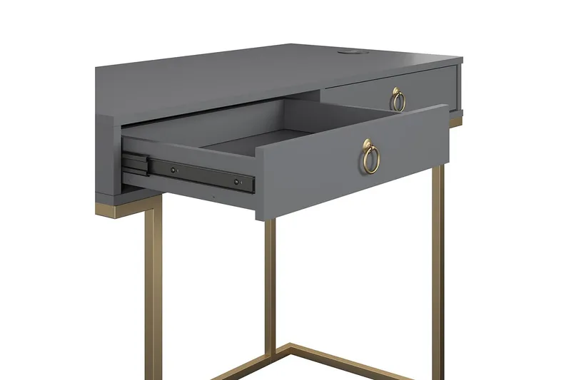 Camila Skrivbord 106 cm med Förvaring 2 Lådor Grafitgrå/Mäss - CosmoLiving - Möbler - Bord & matgrupp - Kontorsbord - Skrivbord