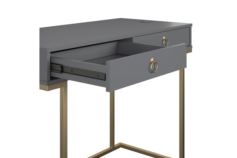 Camila Skrivbord 106 cm med Förvaring 2 Lådor Grafitgrå/Mäss - CosmoLiving - Möbler - Bord & matgrupp - Kontorsbord - Skrivbord