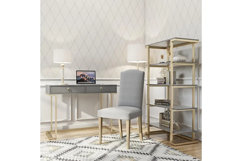 Camila Skrivbord 106 cm med Förvaring 2 Lådor Grafitgrå/Mäss - CosmoLiving - Möbler - Bord & matgrupp - Kontorsbord - Skrivbord