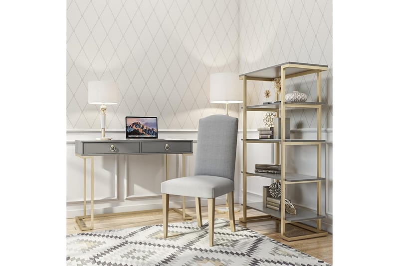 Camila Skrivbord 106 cm med Förvaring 2 Lådor Grafitgrå/Mäss - CosmoLiving - Möbler - Bord & matgrupp - Kontorsbord - Skrivbord