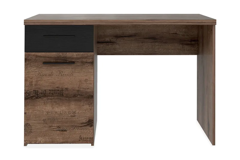 Cannop Skrivbord 110 cm med Förvaring Låda + Skåp, Brun/Svart