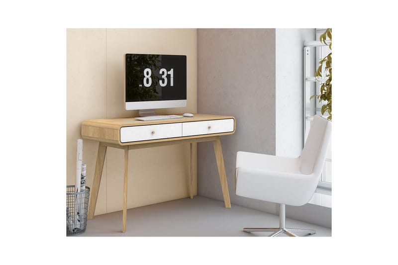 Skrivbord Cassie Ek/Vit - Ek/Vit - Möbler - Bord & matgrupp - Kontorsbord - Skrivbord