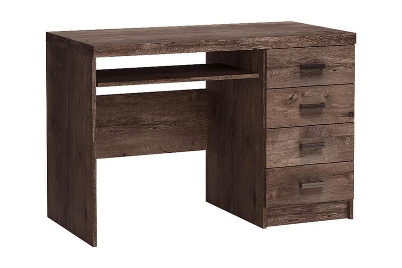 Castillia Skrivbord 120 cm med Förvaring 4 Lådor + Hylla, Mörk Ask