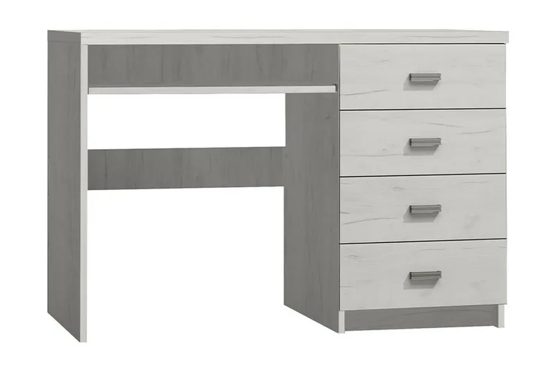 Castillia Skrivbord 120 cm med Förvaring 4 Lådor + Hylla, Vit