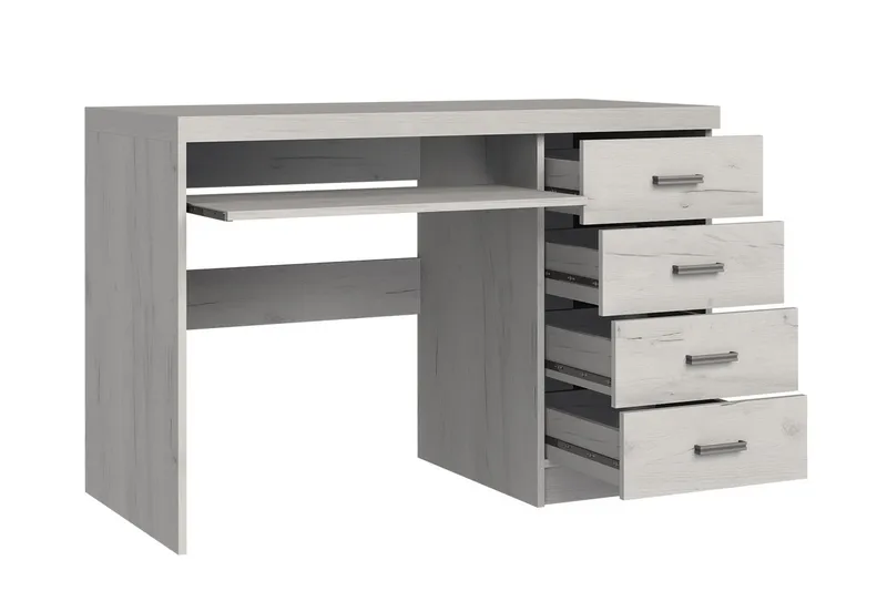 Castillia Skrivbord 120 cm med Förvaring 4 Lådor + Hylla - Vit - Möbler - Bord & matgrupp - Kontorsbord - Skrivbord