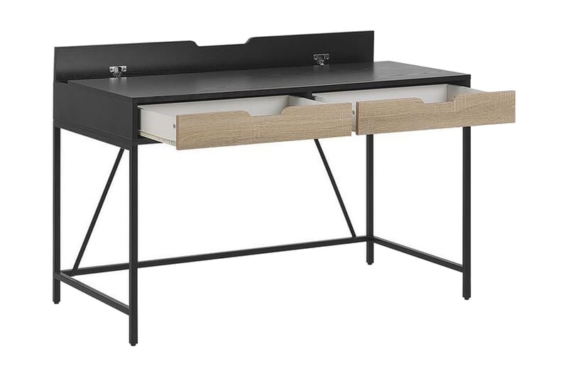Cebolleros Skrivbord 120 cm med Förvaring 2 Lådor - Svart/Ljust Trä - Möbler - Bord & matgrupp - Kontorsbord - Skrivbord
