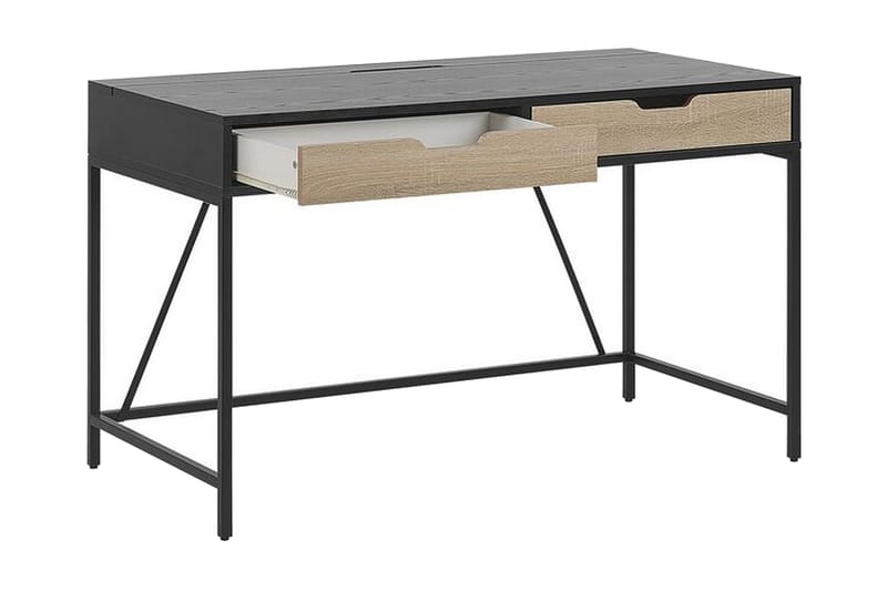 Cebolleros Skrivbord 120 cm med Förvaring 2 Lådor - Svart/Ljust Trä - Möbler - Bord & matgrupp - Kontorsbord - Skrivbord
