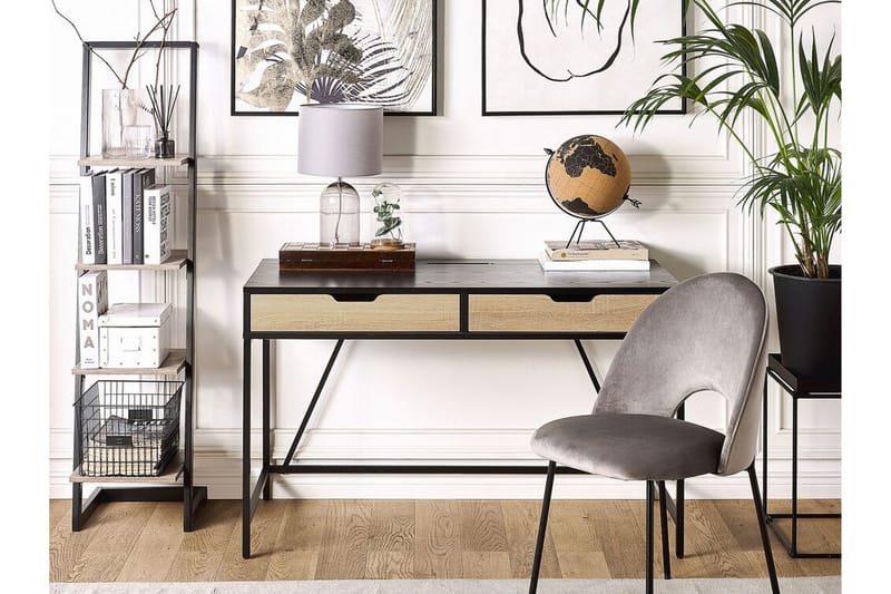 Cebolleros Skrivbord 120 cm med Förvaring 2 Lådor - Svart/Ljust Trä - Möbler - Bord & matgrupp - Kontorsbord - Skrivbord