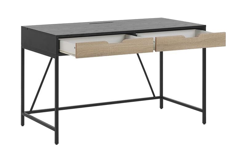 Cebolleros Skrivbord 120 cm med Förvaring 2 Lådor - Svart/Ljust Trä - Möbler - Bord & matgrupp - Kontorsbord - Skrivbord