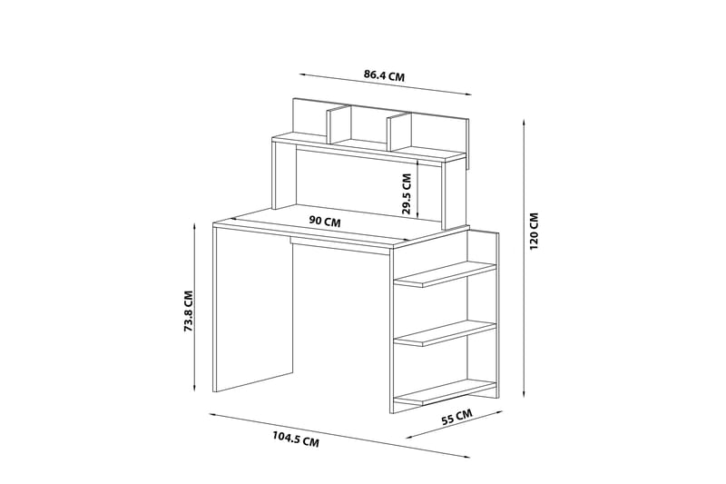 Skrivbord Chaing 104,5x55 cm Vit - Hanah Home - Skrivbord - Datorbord