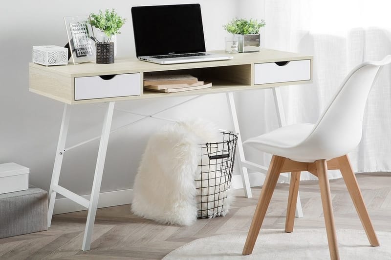 Clarita Skrivbord 120 cm med Förvaring Hylla + 2 Lådor - Trä/Natur - Möbler - Bord & matgrupp - Kontorsbord - Skrivbord