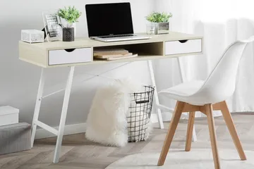 Clarita Skrivbord 120 cm med Förvaring Hylla + 2 Lådor - Trä/Natur - Möbler - Bord & matgrupp - Kontorsbord - Skrivbord