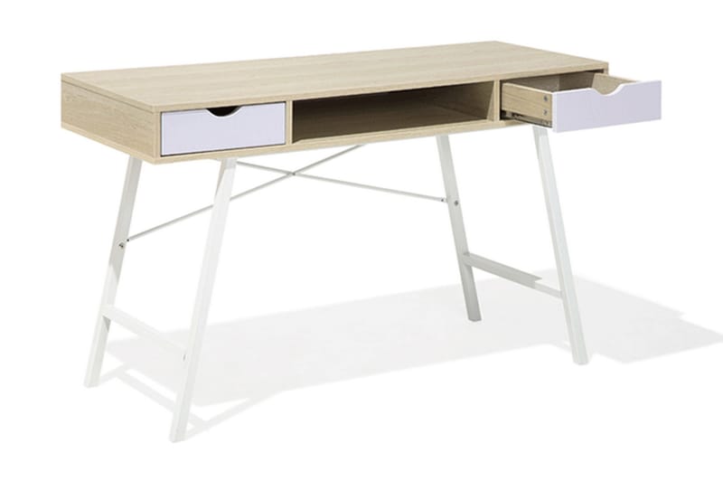 Clarita Skrivbord 120 cm med Förvaring Hylla + 2 Lådor - Trä/Natur - Möbler - Bord & matgrupp - Kontorsbord - Skrivbord