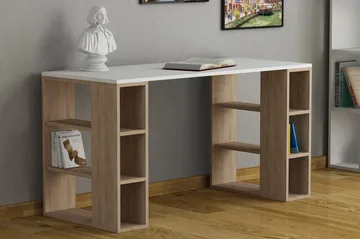 Colmaron Skrivbord 140 cm med Förvaring Hyllor - Vit/Ekfärg - Möbler - Bord & matgrupp - Kontorsbord - Skrivbord