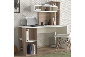 Coralle Skrivbord 140 cm med Förvaring Hyllor - Vit/Natur - Möbler - Bord & matgrupp - Kontorsbord - Skrivbord