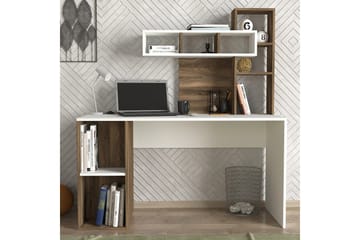 Coralle Skrivbord 140 cm med Förvaring Hyllor - Vit/Valnötsbrun - Möbler - Bord & matgrupp - Kontorsbord - Skrivbord