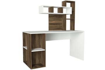 Coralle Skrivbord 140 cm med Förvaring Hyllor - Vit/Valnötsbrun - Möbler - Bord & matgrupp - Kontorsbord - Skrivbord