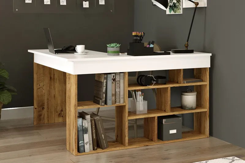 Dalran Skrivbord 129 cm, Natur/Vit