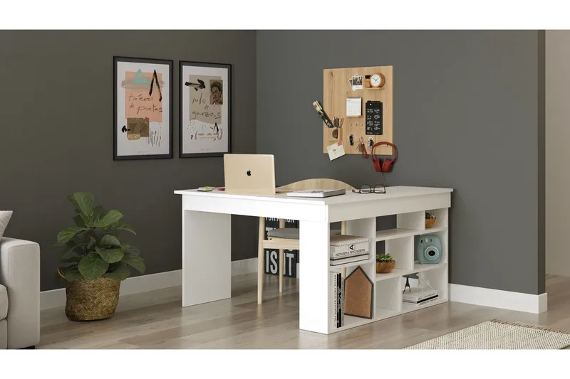 Dalran Skrivbord 129 cm - Vit - Möbler - Bord & matgrupp - Kontorsbord - Skrivbord