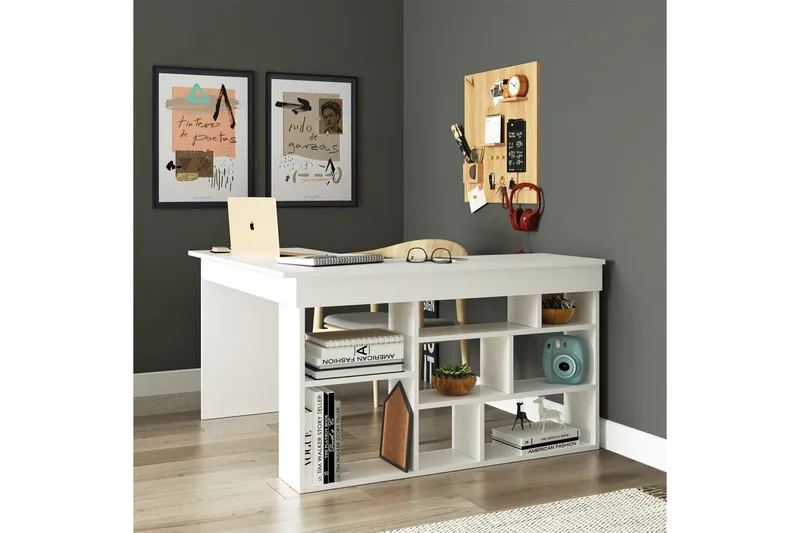 Dalran Skrivbord 129 cm - Vit - Möbler - Bord & matgrupp - Kontorsbord - Skrivbord