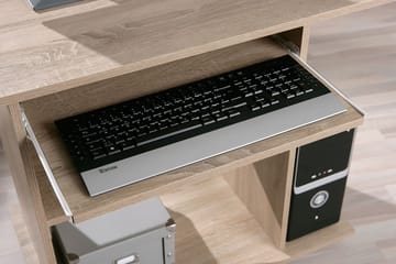Datorbord Lyonne 80 cm med Förvaring Hyllor på Hjul - Ljus Ekfärg - Möbler - Bord & matgrupp - Kontorsbord - Skrivbord