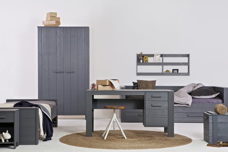 Datorbord Mitchell 141 cm med Förvaring Låda + Skåp - Stålgrå - Möbler - Bord & matgrupp - Kontorsbord - Skrivbord