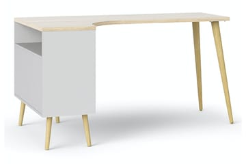 Delta Skrivbord 145 cm med Förvaring Lådor + Hyllor - Vit/Natur - Möbler - Bord & matgrupp - Kontorsbord - Skrivbord