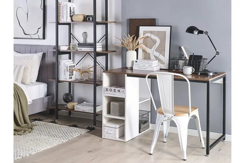 Dese Skrivbord 120 cm med Förvaring - Mörkt Trä/Vit - Möbler - Bord & matgrupp - Kontorsbord - Skrivbord