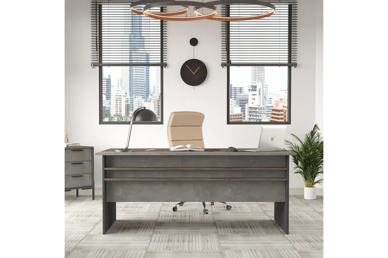 Desgrar Skrivbord 180 cm - Brun/Betonggrå/Antracit - Möbler - Bord & matgrupp - Kontorsbord - Skrivbord