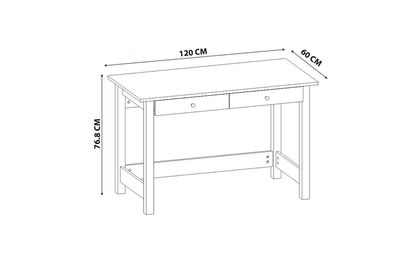 Skrivbord Djarhint 120x60 cm Vit - Hanah Home - Skrivbord - Datorbord