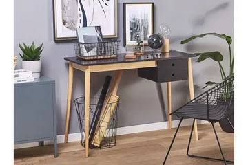 Ebeme Skrivbord 106 cm med Förvaring 2 Lådor - Svart/Ljusbrun - Möbler - Bord & matgrupp - Kontorsbord - Skrivbord