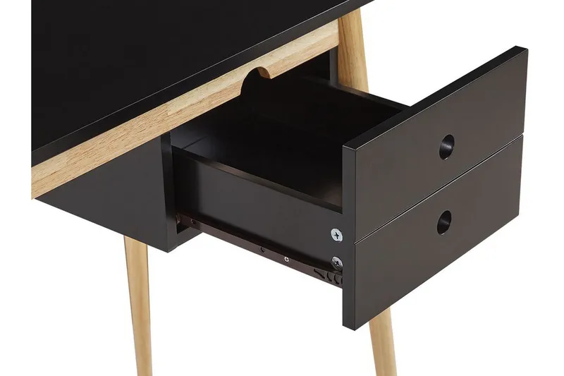 Ebeme Skrivbord 106 cm med Förvaring 2 Lådor - Svart/Ljusbrun - Möbler - Bord & matgrupp - Kontorsbord - Skrivbord