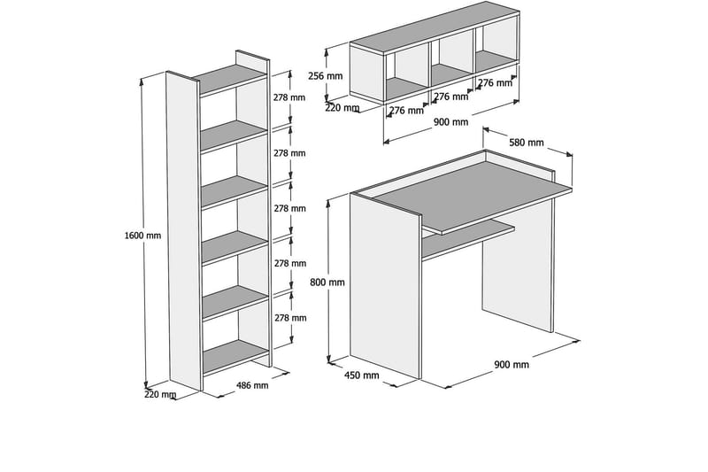 Edging Kontorsmöbelset 90 cm - Vit - Möbler - Bord & matgrupp - Kontorsbord - Skrivbord
