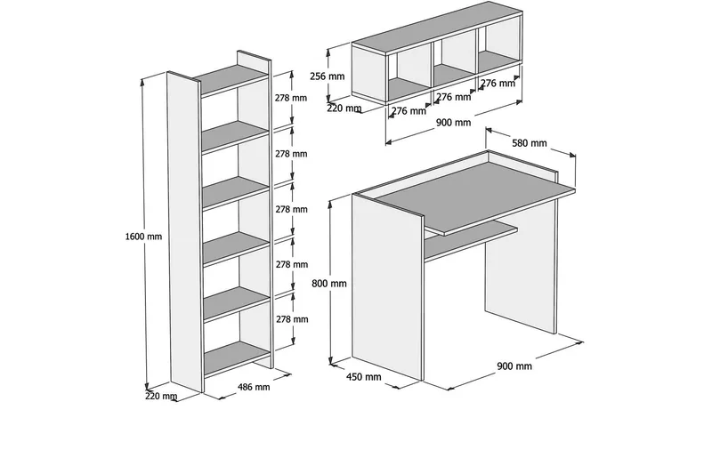 Edging Kontorsmöbelset 90 cm - Vit - Möbler - Bord & matgrupp - Kontorsbord - Skrivbord