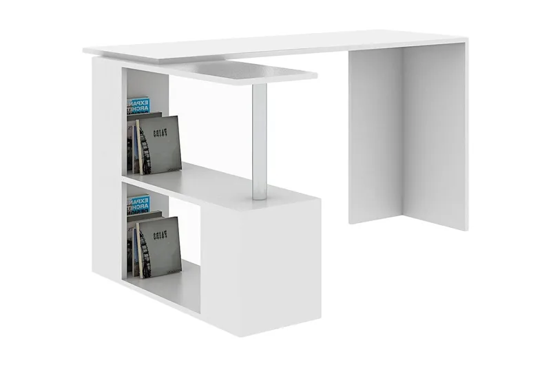 Elegancia Skrivbord 130 cm med Förvaring Hyllor L-form - Vit - Möbler - Bord & matgrupp - Kontorsbord - Skrivbord - Hörnskrivbord