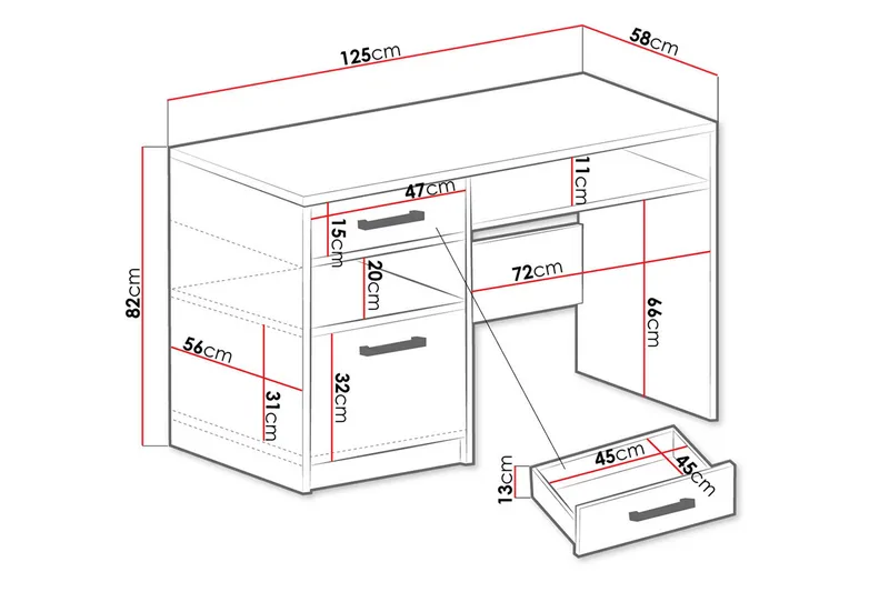 Escaldes Skrivbord 125 cm - Grön - Möbler - Bord & matgrupp - Kontorsbord - Skrivbord